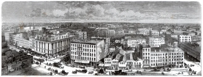 Panorama van Chicago vanaf het Stadhuis, VS