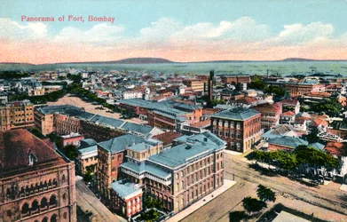 Panorama van het Fort, Bombay, India, begin 20e eeuw