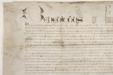 Pauselijke bul die het charter van Bisschop Henry Wardlaw bevestigt, recto