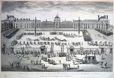 Parade van de troepen tijdens de Grote Parade, Tuilerieënpaleis, 19e eeuw