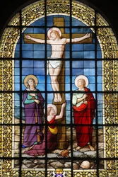 Saint Roch kerk glas-in-lood: Christus aan het kruis, Parijs, Frankrijk