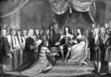 Parlement biedt de kroon aan Willem en Mary, 1689, eind 18e eeuw