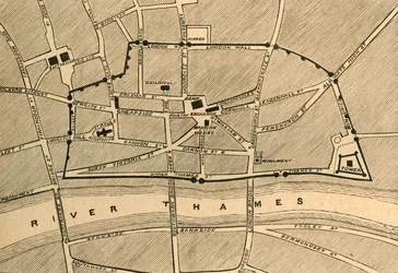 Deel van modern Londen, met de oude muur, 1897