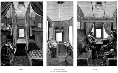 Deel van een Franse spoorweg slaapwagen, 1890