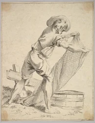Boer met Visnet