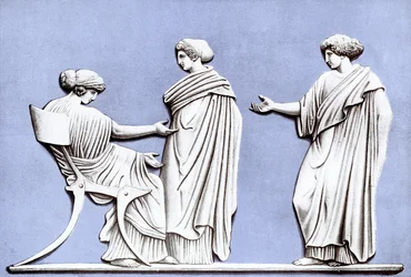 Penelope en dienstmaagden, Wedgwood plaquette, 18e eeuw, ca. 1920