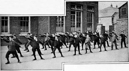 Lichamelijke oefening op een Londense school, ca. 1900-1901