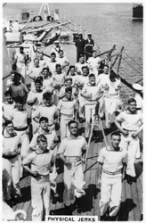 Lichamelijke oefeningen aan boord van HMS Devonshire, 1937