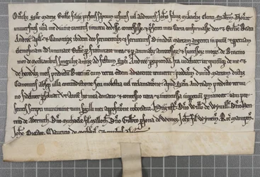 Pittance writ: Charter die aalmoezen verleent aan de Kerk van Sint Andreas de Apostel