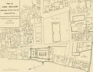 Plan van Fort William en een deel van de stad Calcutta