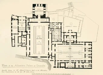 Plattegrond van het Alhambra Paleis in Granada, 19e eeuw, 1907