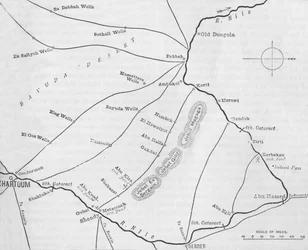 Plan van het oorlogstheater in de Tweede Soedan-campagne, ca. 1881-1885
