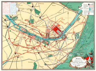 Plan van de Wereldtentoonstelling, Parijs, 1889