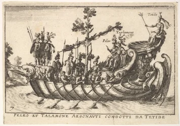 Plaat 7: Peleo et Talamone Argonauti condotti da Tetide, uit Het prachtige schouwspel op t..., 1664