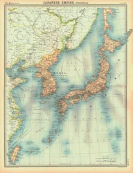 Politieke kaart van het Japanse Rijk, begin 20e eeuw