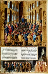 Paus Urbanus II die het Concilie van Clermont voorzit, Frankrijk, 1095 c1490