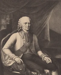 Portret van Admiraal Vasily Alexeyevich Myatlev 1694-1761 Na Józef Oleszkiewicz