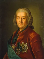 Portret van graaf Alexey Petrovich Bestuzhev-Ryumin 1693-1766, na 1757