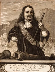 Portret van Michiel de Ruyter 1607-1676 Uit: Schauplatz des Krieges, 1675