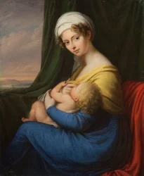 Portret van prinses Maria Fyodorovna Baryatinskaya, née Keller 1792-1858 met zoon