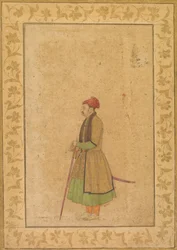 Portret van Raja Ram Singh van Amber r. 1667-1688 met een Deccan-zwaard, c. 1680-1685