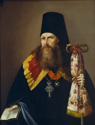 Portret van Varlaam Denisov, aartsbisschop van Oeral 1804-1873, midden 19e eeuw