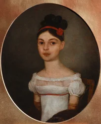 Portret van Yelizaveta Fyodorovna Ozerova, née Zagryazyskaya 1800-1885, c. 1815