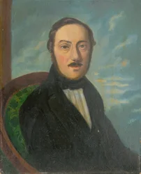Portret van een man in een leunstoel
