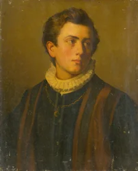 Portret van een jonge man met een witte gesteven kraag