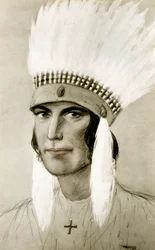 Portret van een Amerikaanse Indiaan, 20e eeuw