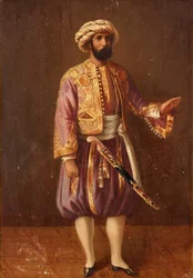 Portret van koning Karel XV van Zweden in Turkse kleding