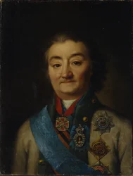 Portret van de opperbevelhebber van de vloot Graaf Alexey Grigoryevich Orlov van Chesma