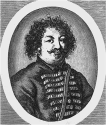 Portret van de leider van een Kozakkenopstand Stepan Stenka Razin 1630-1671