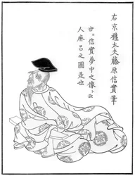 Portret van de dichter Hitomaro, Japans, Yamato School, 13e eeuw 1886