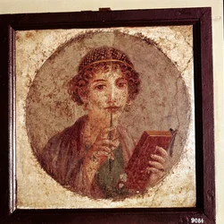 Portretschilderij van Sappho, Pompeii, Italië