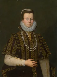 Portret van een dame met witte kraag