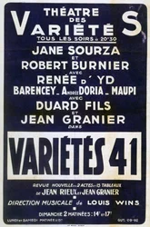 Poster die Variétés 41 variétéshow adverteert, Frankrijk