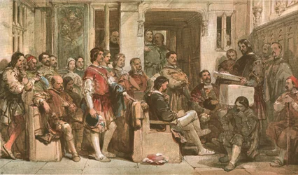 Gebeden in de Barons Hall, ca. 1900