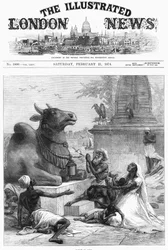 Bidden tot Nandi voor Verlichting van Hongersnood, Bengalen, India, 1874