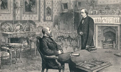 Prins van Wales bezoekt Lord Beaconsfield in Hughenden Manor
