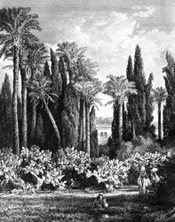 Vorstelijke tuin in Caïro, Egypte, 1880