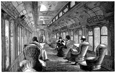 Pullman salonwagen op de Midland Railway, Engeland, 1876