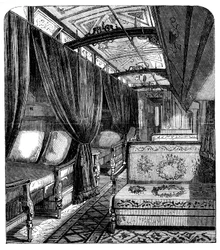 Pullman slaapwagen op de Union Pacific Railroad, ca. 1869