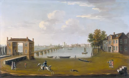 Putney Bridge en dorp vanuit Fulham, ca. 1750