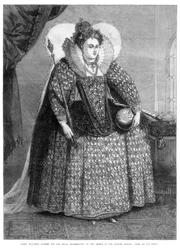 Koningin Elizabeth gekleed voor de koninklijke dankzegging na de nederlaag van de Spaanse Armada, 1872