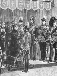 Koningin Victoria decoreert Officieren...in Windsor, 8 december 1879, 1901