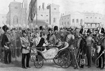 Koningin Victoria reikt medailles uit, 18 mei 1855, ca. 1920