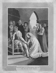 Koningin van Richard II. Pleit voor het leven van Sir Simon Burley, 1838