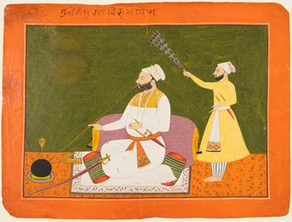 Raja Bikram Singh van Guler regeerde 1661-85 Roken, circa 1680
