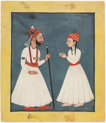 Raja Shamsher Sen met een jeugdige, 1760-70